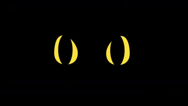 Ilustração Animada Gato Preto Piscando Escuro — Vídeo de Stock