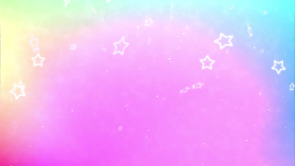 Regenbogen Hintergrund Und Sternschleifen Partikel Von Oben Nach Unten Animation — Stockvideo