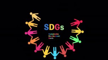 SDG logosunun döngü animasyonu, el ele tutuşan insanlar ve ortaya çıkan ve kaybolan bir ağaç.