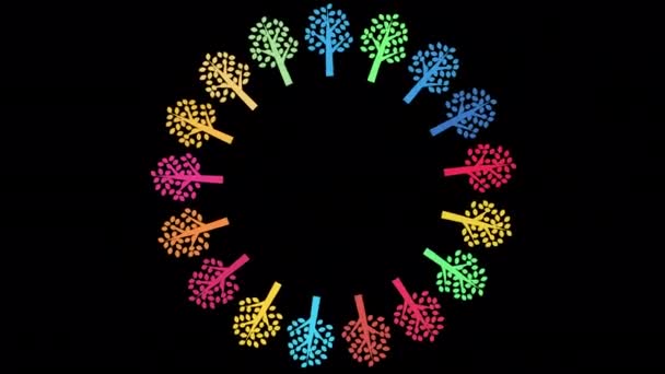 Loop Animation Ett Roterande Träd Sdg Färger — Stockvideo