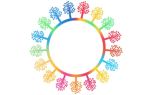 17棵色彩艳丽的可持续发展目标树 复制中间的空间 矢量图解 — 图库矢量图片