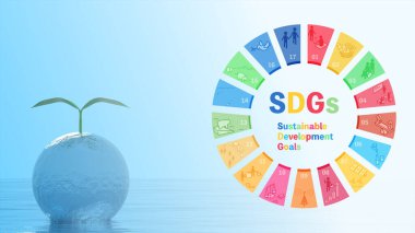 SDG resim simgeleri ve doğa koruma ve restorasyonuna ait resimler.