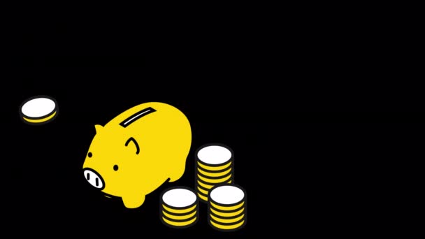 Images Side Jobs Savings Piggy Banks Falling Money — Stock Video