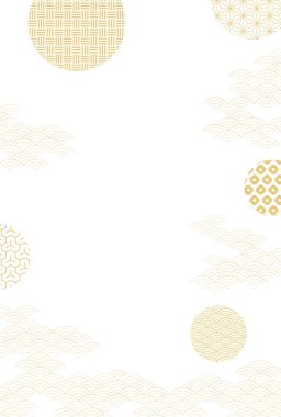 2024 Ejderha Yeni Yıl tebrik kartı, Japon desenli arka plan mavi deniz dalgaları, Vektör İllüzyonu