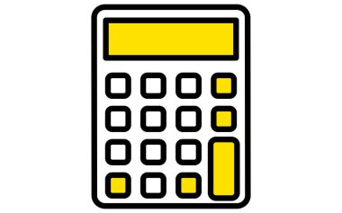 Hesap makinesinin basit çizgi çizimi, Vektör İllüstrasyonu