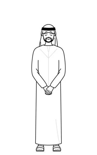 Moslim Man Buigen Met Gevouwen Handen Vector Illustratie — Stockvector