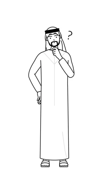 Muslimischer Mann Nickt Fragend Mit Dem Kopf Vector Illustration — Stockvektor