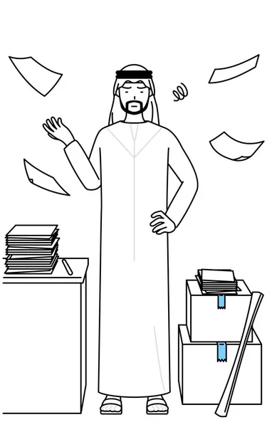 Hombre Musulmán Que Está Harto Negocio Organizado Vector Illustration — Vector de stock