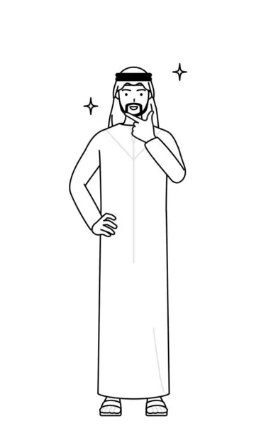 Homme Musulman Dans Une Pose Confiante Illustration Vectorielle — Image vectorielle