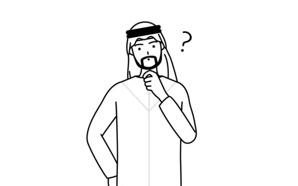 Hombre Musulmán Asintiendo Con Cabeza Cuestión Vector Illustration — Vector de stock