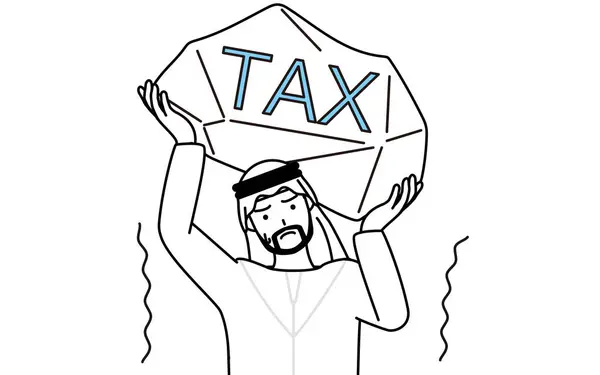 Muslimischer Mann Leidet Unter Steuererhöhungen Vector Illustration — Stockvektor