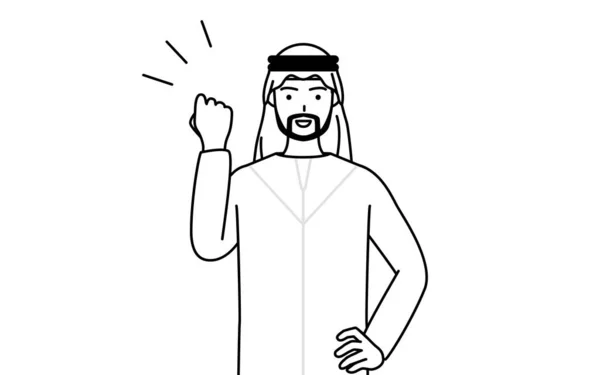 Homme Musulman Posant Avec Des Tripes Illustration Vectorielle — Image vectorielle