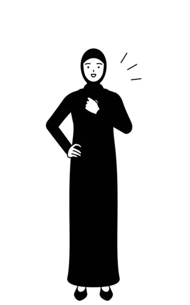 Μουσουλμάνα Γυναίκα Χτυπάει Στήθος Της Διάνυσμα Εικονογράφηση — Διανυσματικό Αρχείο