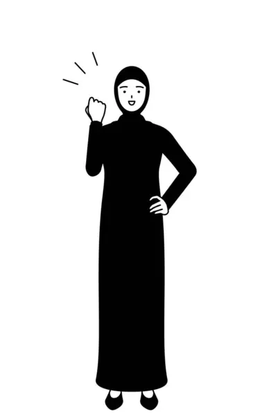 Muslimische Frau Posiert Mit Eingeweiden Vector Illustration — Stockvektor