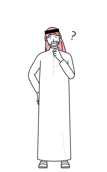Homem Muçulmano Sênior Acenando Com Cabeça Questão Ilustração Vetorial — Vetor de Stock