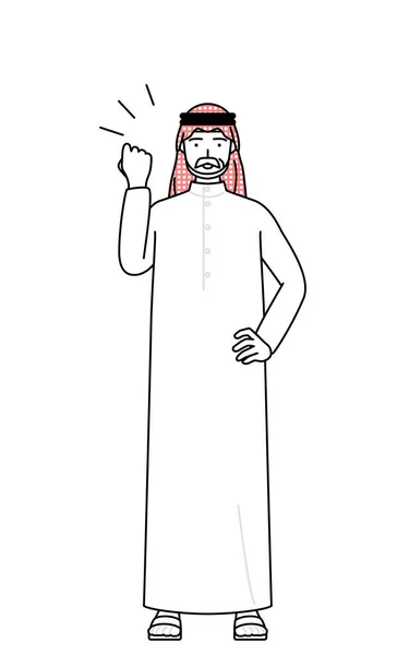 Homme Musulman Âgé Posant Avec Des Tripes Illustration Vectorielle — Image vectorielle
