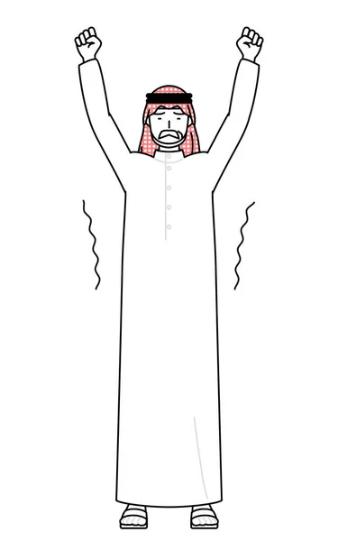Senior Muslim Man Stretching Standing Tall Vector Illustration — Stock Vector