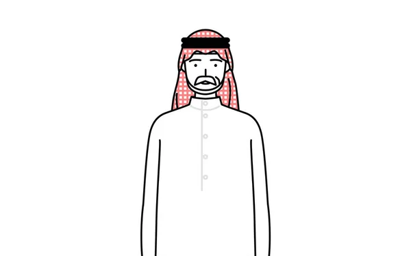 Älterer Muslimischer Mann Mit Einem Lächeln Nach Vorne Vector Illustration — Stockvektor