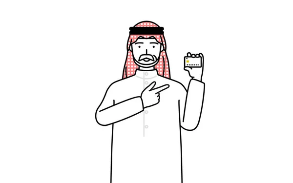Homme Musulman Senior Recommandant Paiement Par Carte Crédit Illustration Vectorielle — Image vectorielle