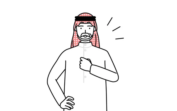Homem Muçulmano Sênior Batendo Seu Peito Ilustração Vetorial — Vetor de Stock