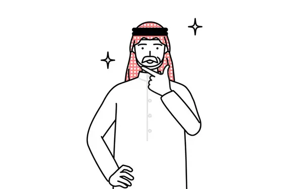 Homme Musulman Âgé Dans Une Pose Confiante Illustration Vectorielle — Image vectorielle