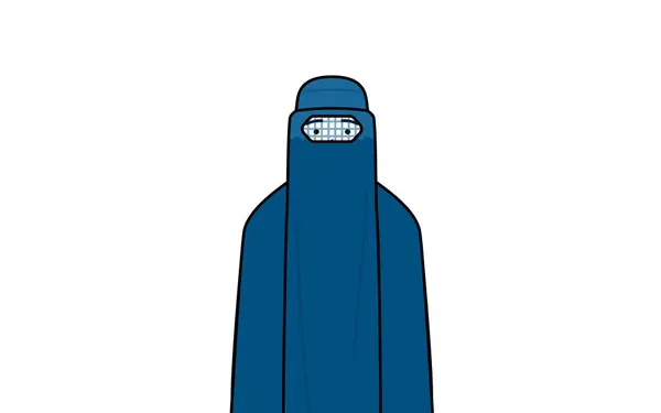 Mulher Muçulmana Burca Com Sorriso Voltado Para Frente Ilustração Vetorial — Vetor de Stock