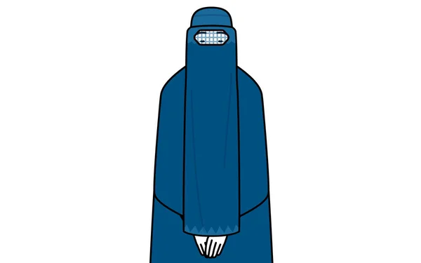 Moslim Vrouw Boerka Buigen Met Gevouwen Handen Vector Illustratie — Stockvector