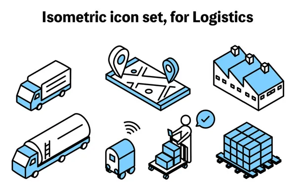 Set Icone Isometriche Semplici Sistemi Logistici Distribuzione — Vettoriale Stock