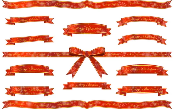 Рождественская Лента Красная Золотыми Линиями Снежинками Векторная Иллюстрация — стоковый вектор