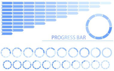 Basit mavi gradyan ilerleme çubuğu, bilgi aktarımı, Vektör Resimleri