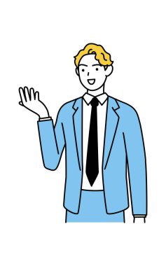 İngilizce konuşma, Amerikan asıllı adam İngilizce bir iş teklifi yapıyor, Vector Illustration