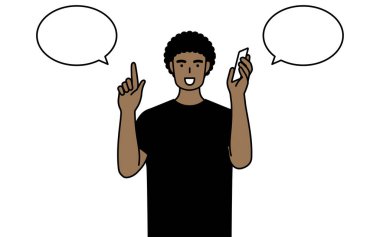 Telefondaki Afro-Amerikalı adam, Vector Illustration