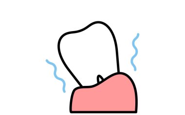 Diş: Periodontal hastalık, basit çizgi çizimi, Vektör İllüzyonu nedeniyle titrek dişlerin resim simgesi