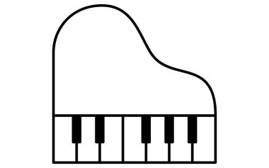 Müzik, basit büyük piyano ikonu (piyanist), Vector Illustration
