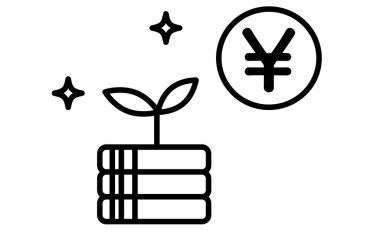 Japon yenine yatırım yapan varlık yönetimi simgesi, basit çizim illüstrasyonu, Vektör İllüstrasyonu