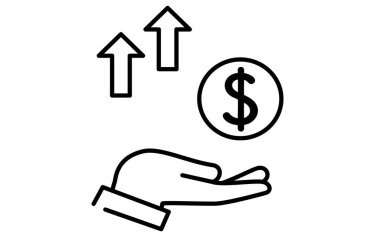 Kârlı döviz yatırımı simgesi, basit çizim illüstrasyonu, Vektör İllüstrasyonu