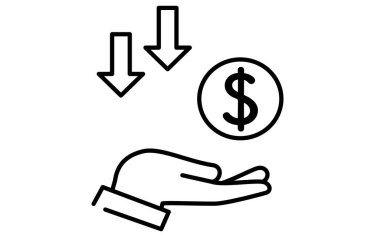 Kaybedilebilir döviz yatırımı simgesi, basit çizgi çizimi illüstrasyonu, Vektör İllüstrasyonu