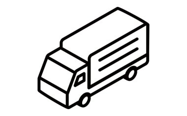 Bir kargo kamyonunun basit izometrik çizimi, ulaşım, lojistik, dağıtım, vs..