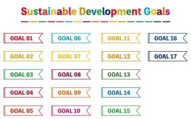 SDG renk başlığı etiketi, Vektör İllüstrasyonu