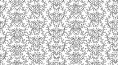 Kusursuz Desen Arkaplanı, İslami Arabesk Deseni (sadece siyah çizgiler, şeffaf arkaplan), Vektör İllüzyonu