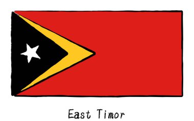Analog el yapımı dünya bayrağı, Doğu Timor, Vektör İllüstrasyonu