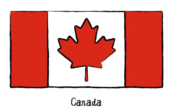 Bandeira Mundial Desenhada Mão Analógica Canadá Vector Illustration —  Vetores de Stock