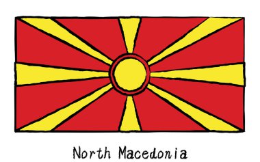 Analog el yapımı dünya bayrağı, Kuzey Makedonya, Vektör İllüstrasyonu
