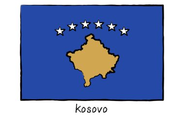 Analog el yapımı dünya bayrağı, Kosova, Vektör İllüstrasyonu