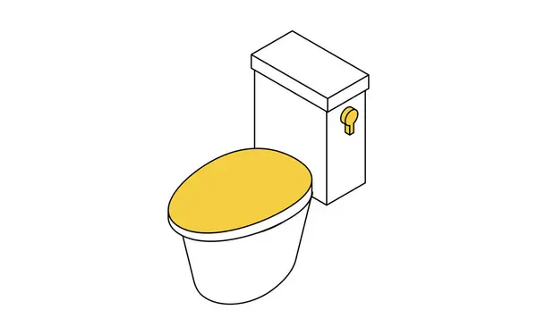 Casa Renovação Vaso Sanitário Com Tanque Ilustração Isométrica Simples Ilustração — Vetor de Stock