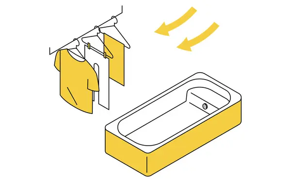 Remodelação Casa Banheiro Com Aquecedor Banheiro Secador Ilustração Isométrica Simples — Vetor de Stock