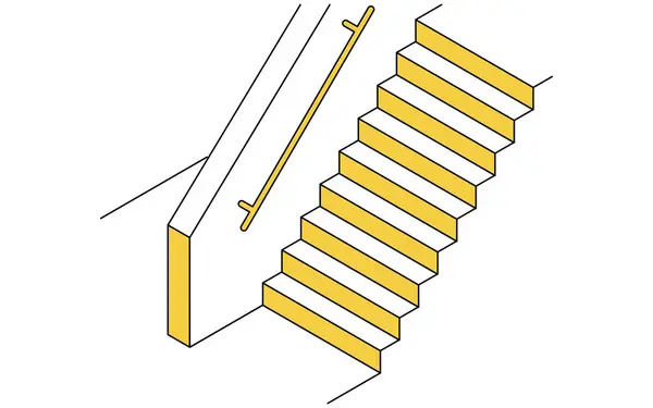 Remodelação Casa Remodelação Cuidador Para Adicionar Corrimãos Para Escadas Ilustração — Vetor de Stock