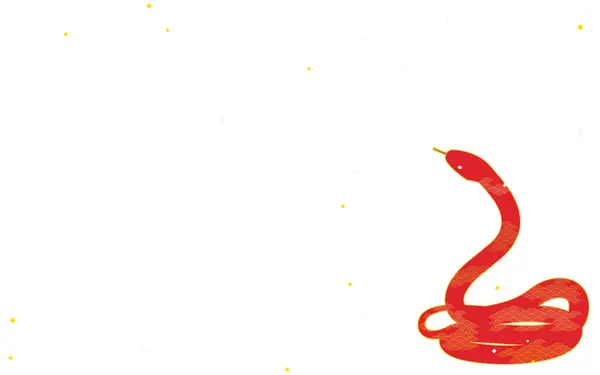 Japanese Patterned Red Snake Gold Confetti Vector Illustration — Stock Vector