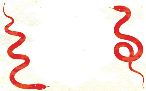 Ιαπωνικό Μοτίβο Κόκκινο Φίδι Και Μπλε Θάλασσα Κύμα Φόντο Διανυσματική — Διανυσματικό Αρχείο