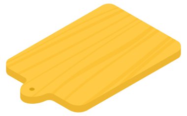 Mutfak aletleri: kesme tahtası, izometrik illüstrasyon, Vektör İllüstrasyonu